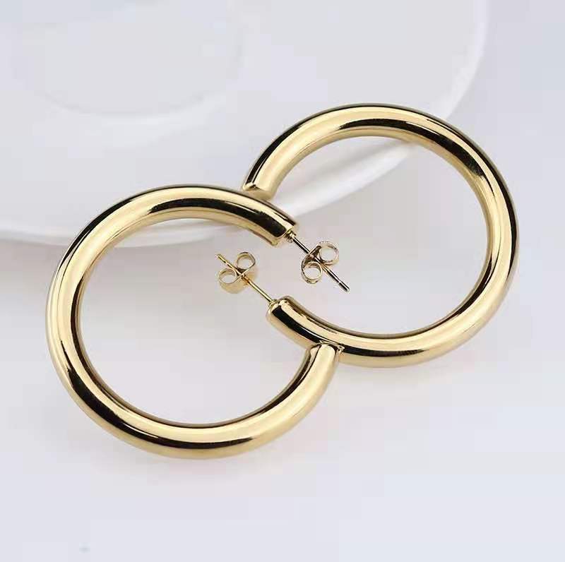 Stainless Steel Type Hollow Tube Thick Fashion Round Rings