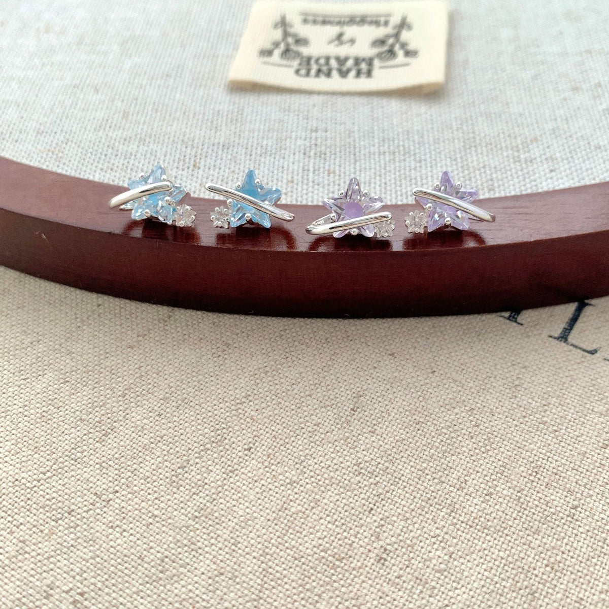 Women's Pink Blue Star Ear Track Swing Exquisite Small Versatile Commuter Stud Earrings