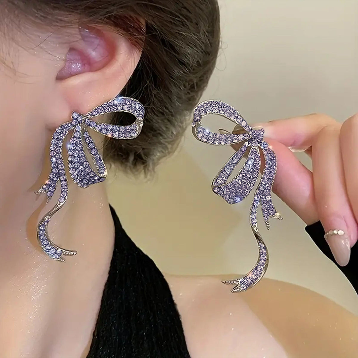 Korean Style Niche Design Butterfly Ribbon Light Luxury Full Earrings