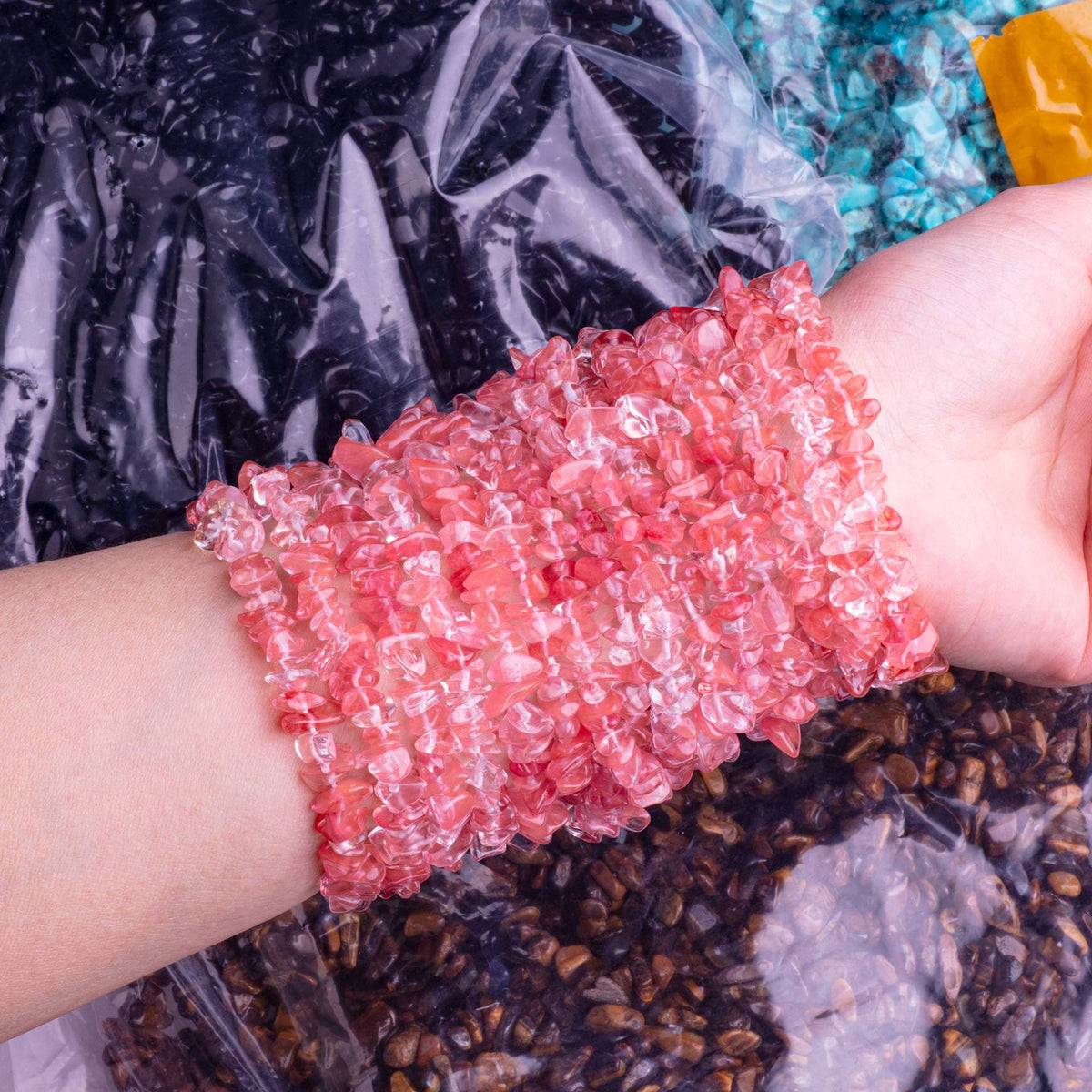 Women's Natural Stone Crystal Gravel Stretch Irregular Bracelets