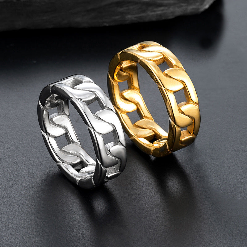 Steel Unique Hipster Hip Hop Cuban Rings