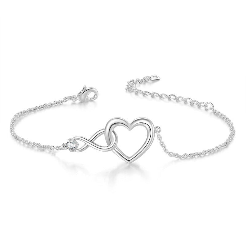 Diamond Words Infinite Heart French Romantic Love Hollow Single Bracelets