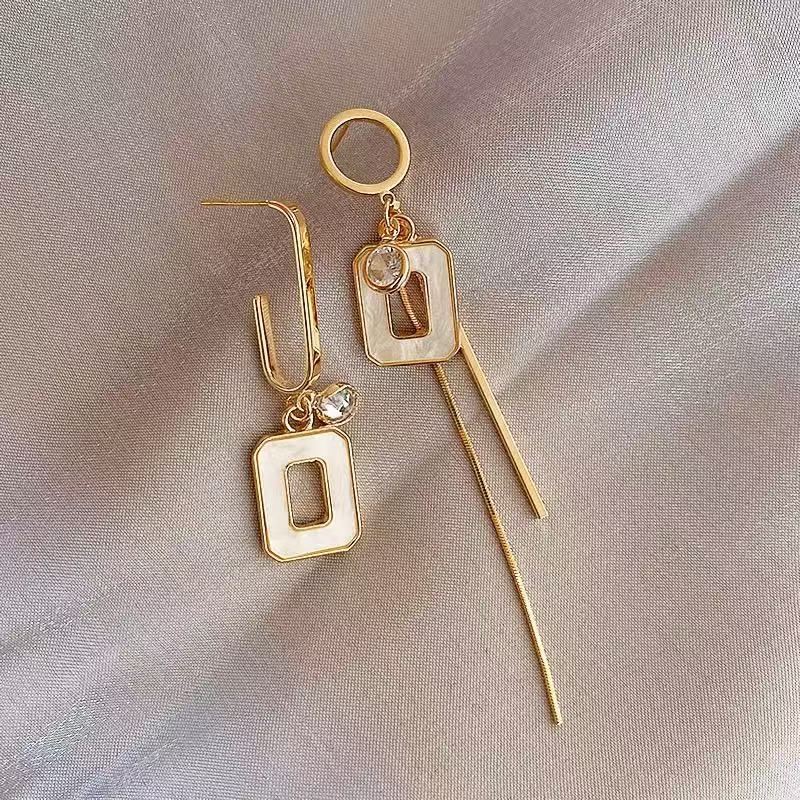 Diamond Irregular Long Female Tassel Drop Oil Personalized Temperamental Earrings