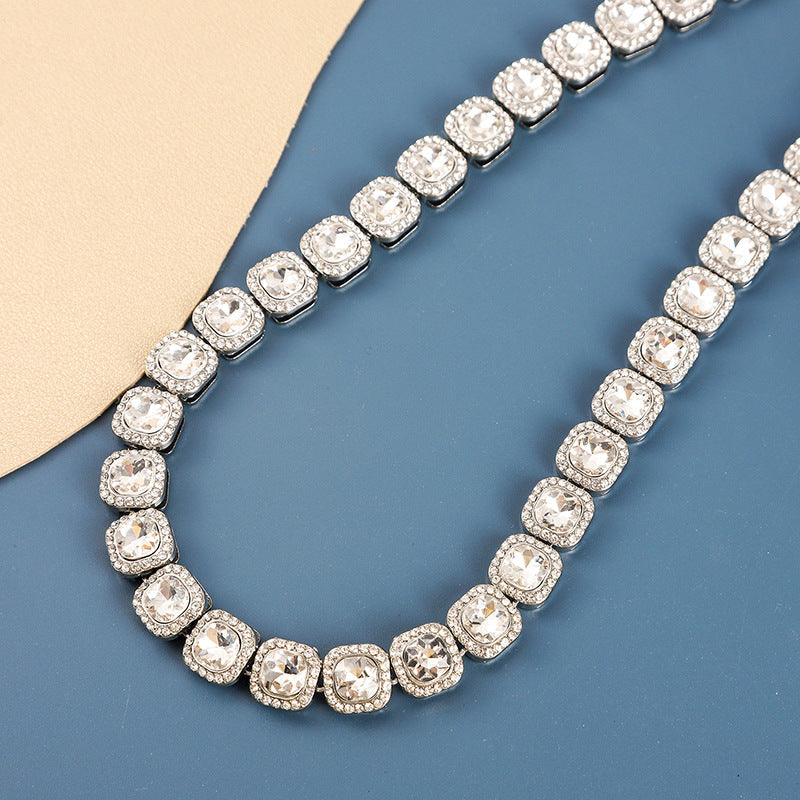 Women's & Men's Candy Diamond Alloy Cuban Link Chain Necklaces