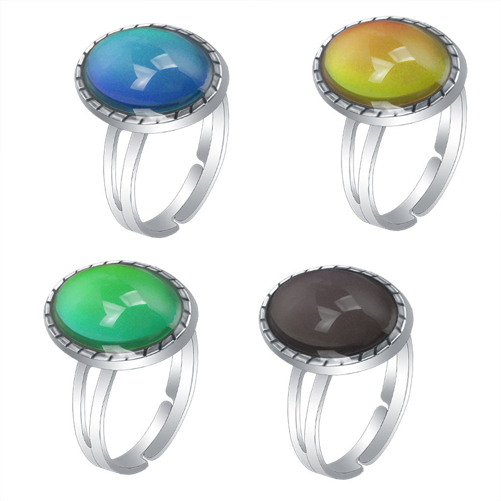 Fashion Charm Female High Profile Retro Gem Temperature Change Ring