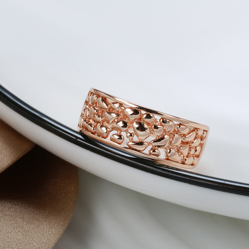 Women's Vintage Hollow Rose Gold Plated Carved Pattern Direct Ring