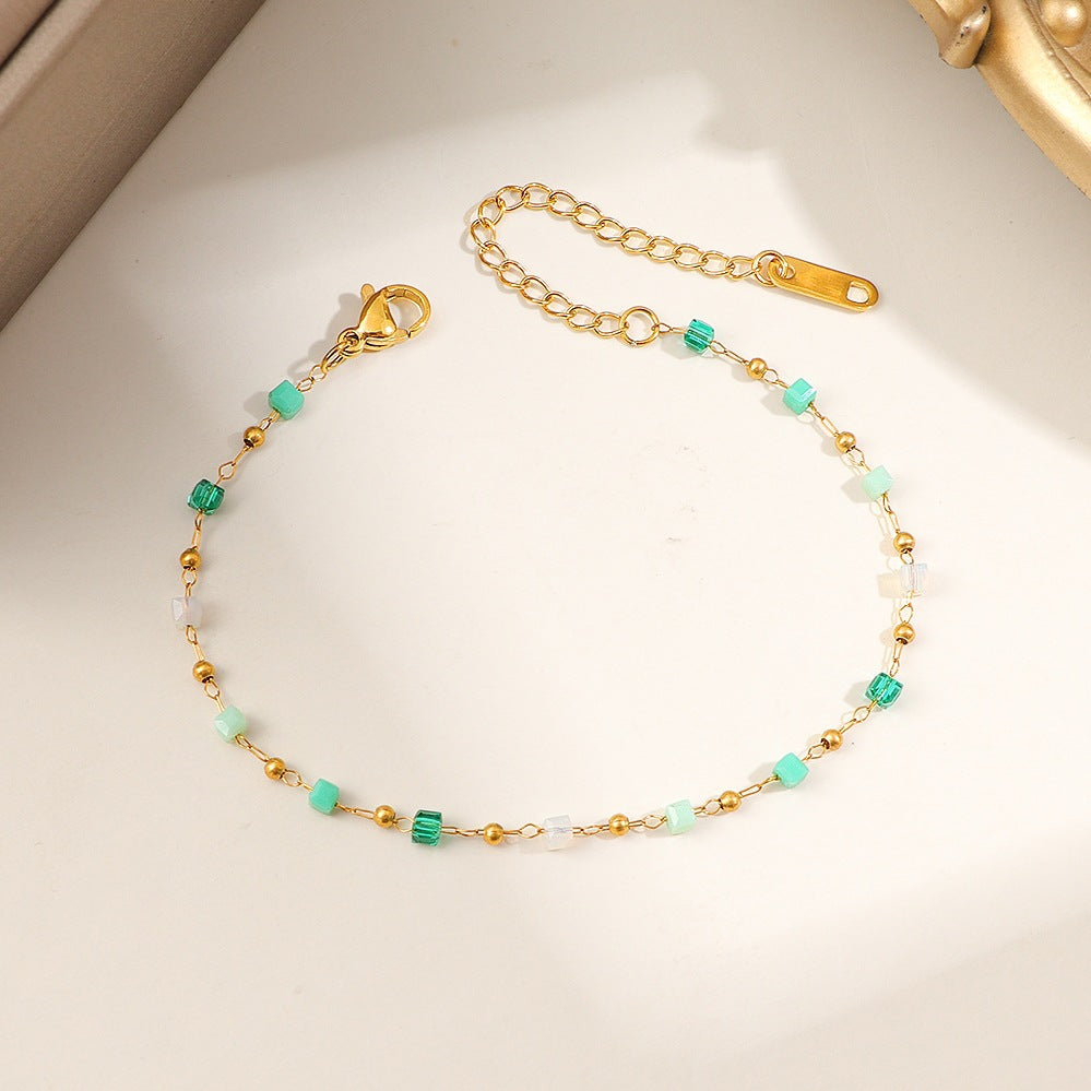 Women's Fashion Small Fresh Color Crystal String Beads Necklaces