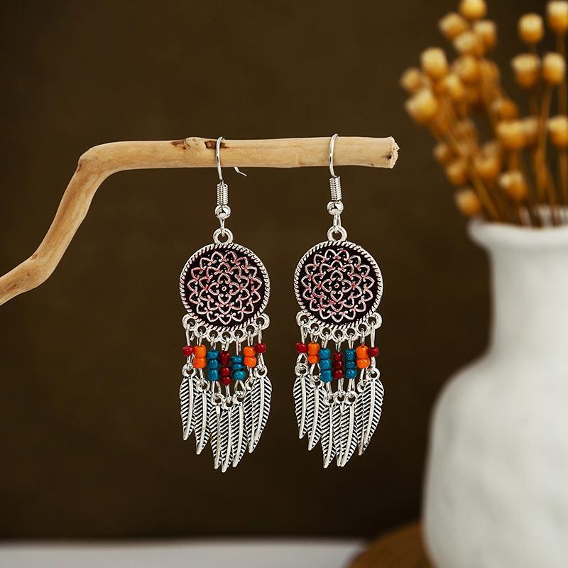 Colorful Long Feather Tassel Scenic Spot Earrings