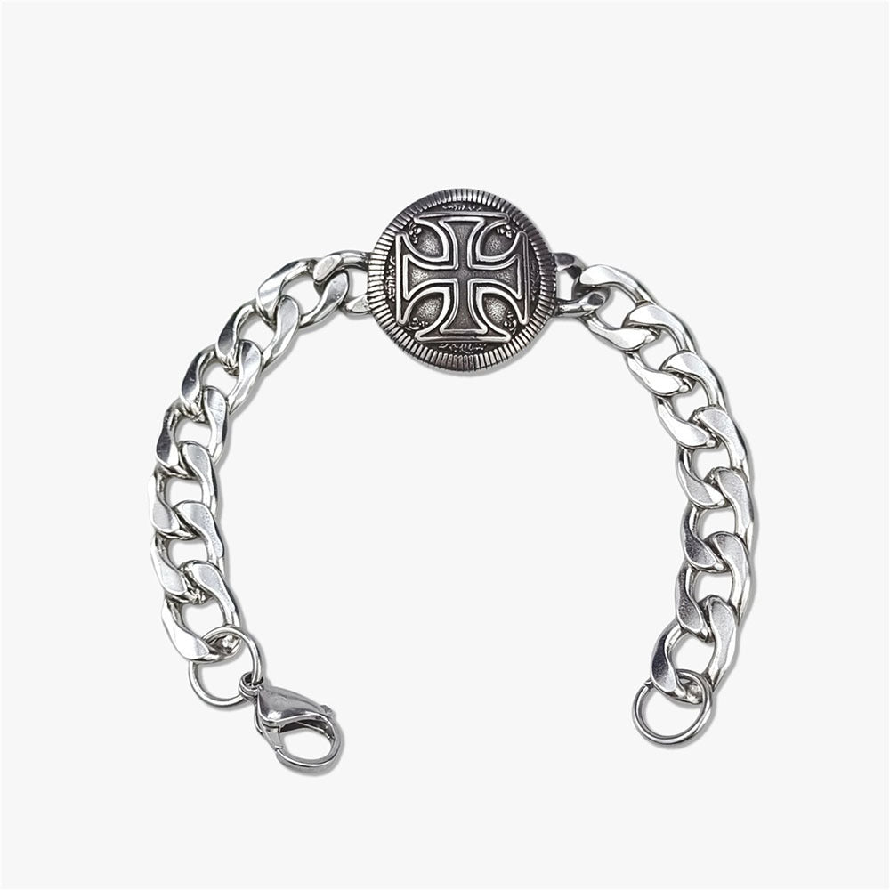 Men's Manly Cross Stainless Steel Skull Halloween Bracelet