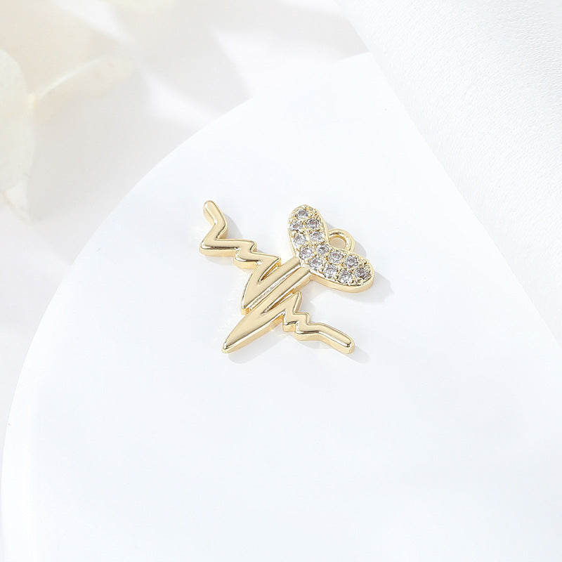 Copper Plating Zircon Small Cute Fishtail Pendants