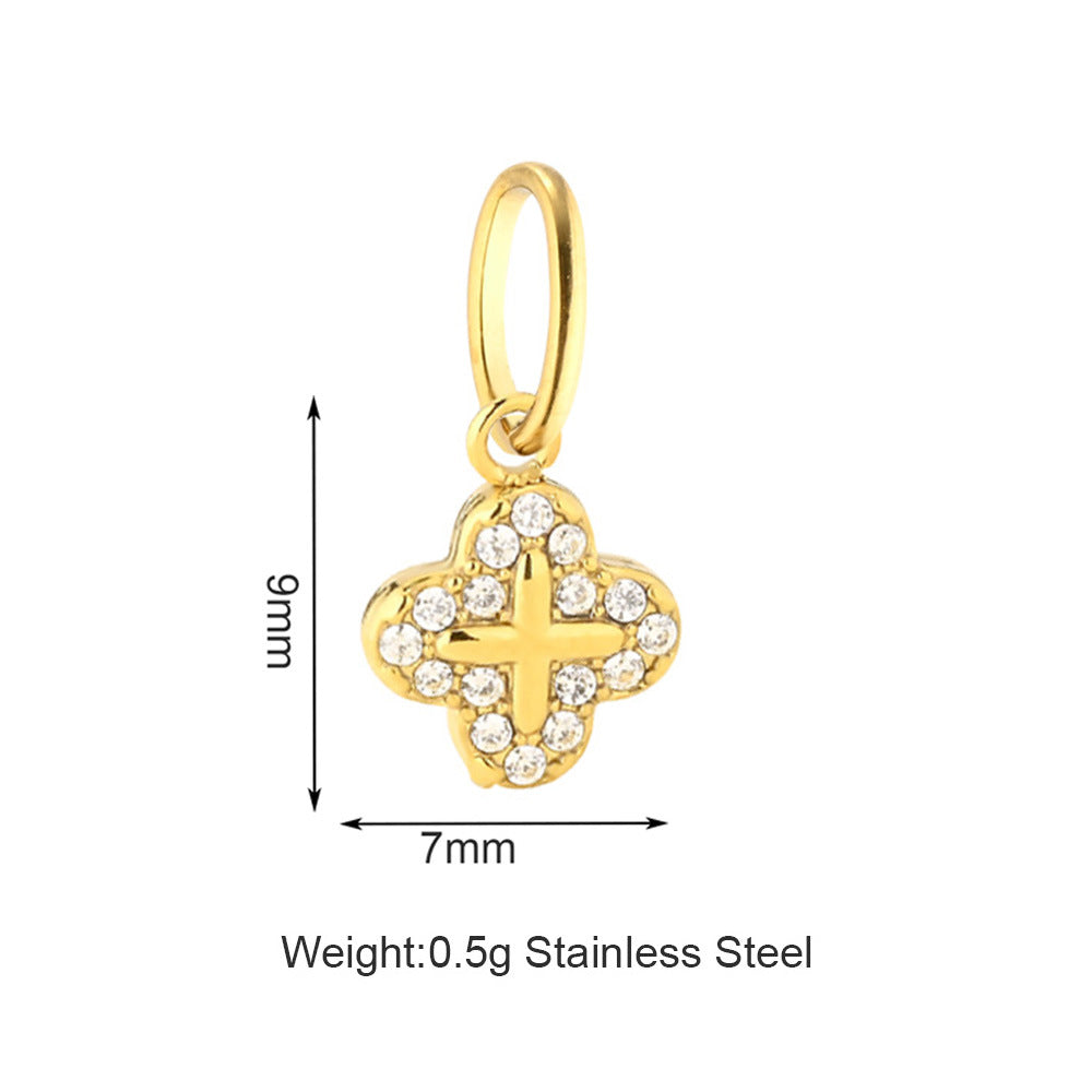 Vacuum Plating White Zirconium Four-leaf Clover Purse More Than Asterism Pendant