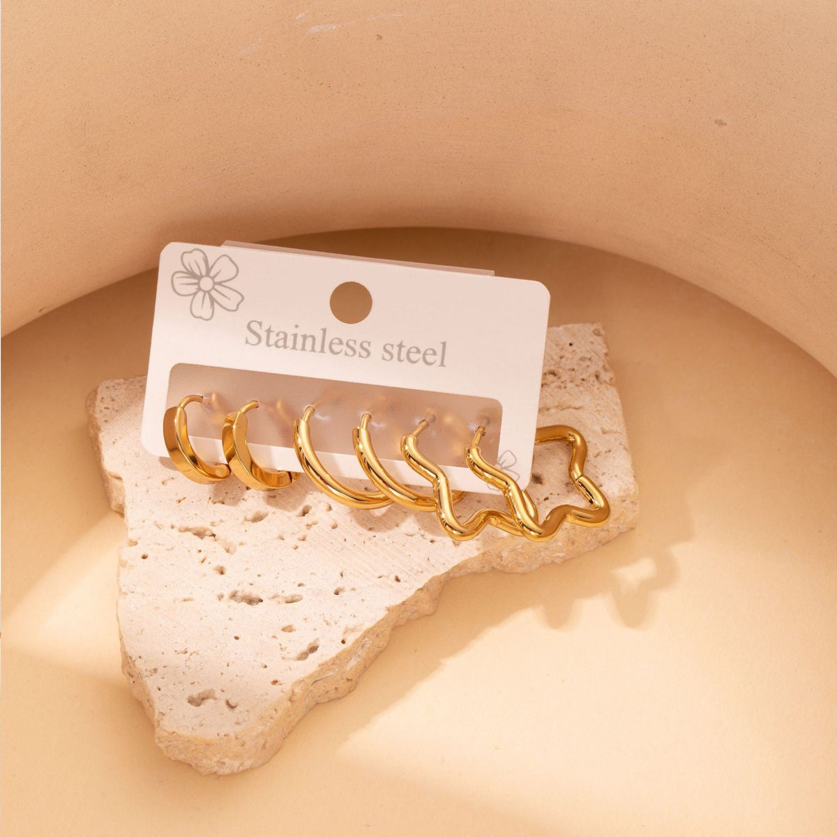 Rhinestone Niche Temperament Stainless Steel Gold Earrings