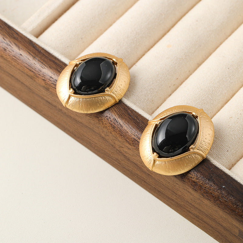 Edge Black Resin Hollow Ear Retro Artistic Earrings