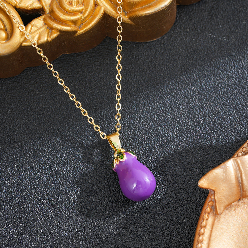 Women's Pastoral Style Strawberry Cute Simple Titanium Necklace