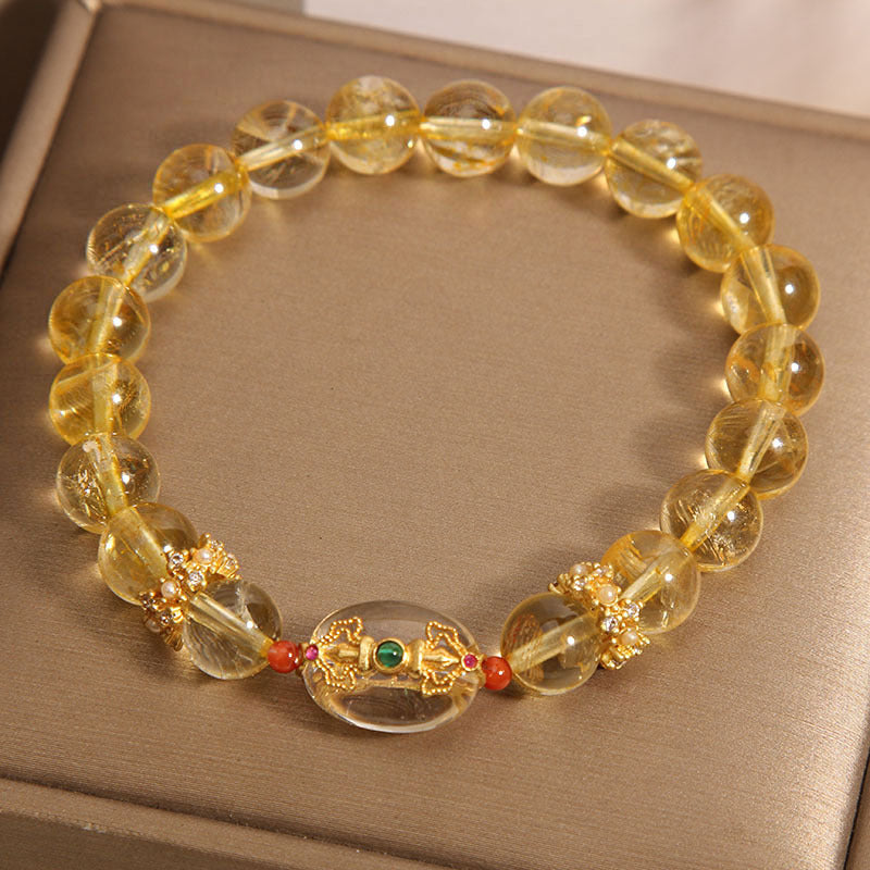Gold Rutilated Female Special Interest Light Luxury Retro Exquisite Bracelet
