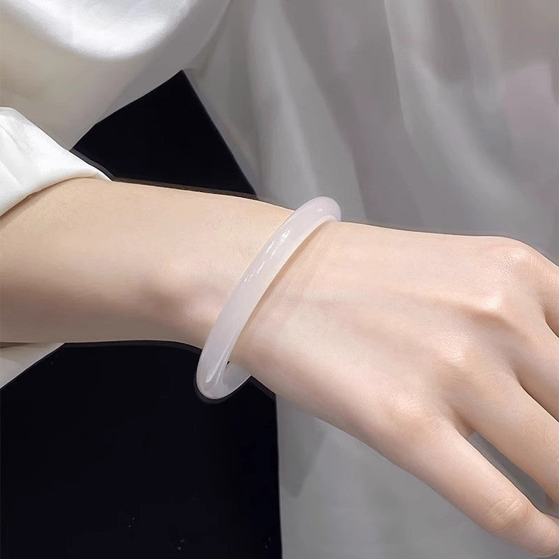 Women's White Moonlight Natural Icy Agate Chalcedony Lychee Jelly Imperial Bracelet