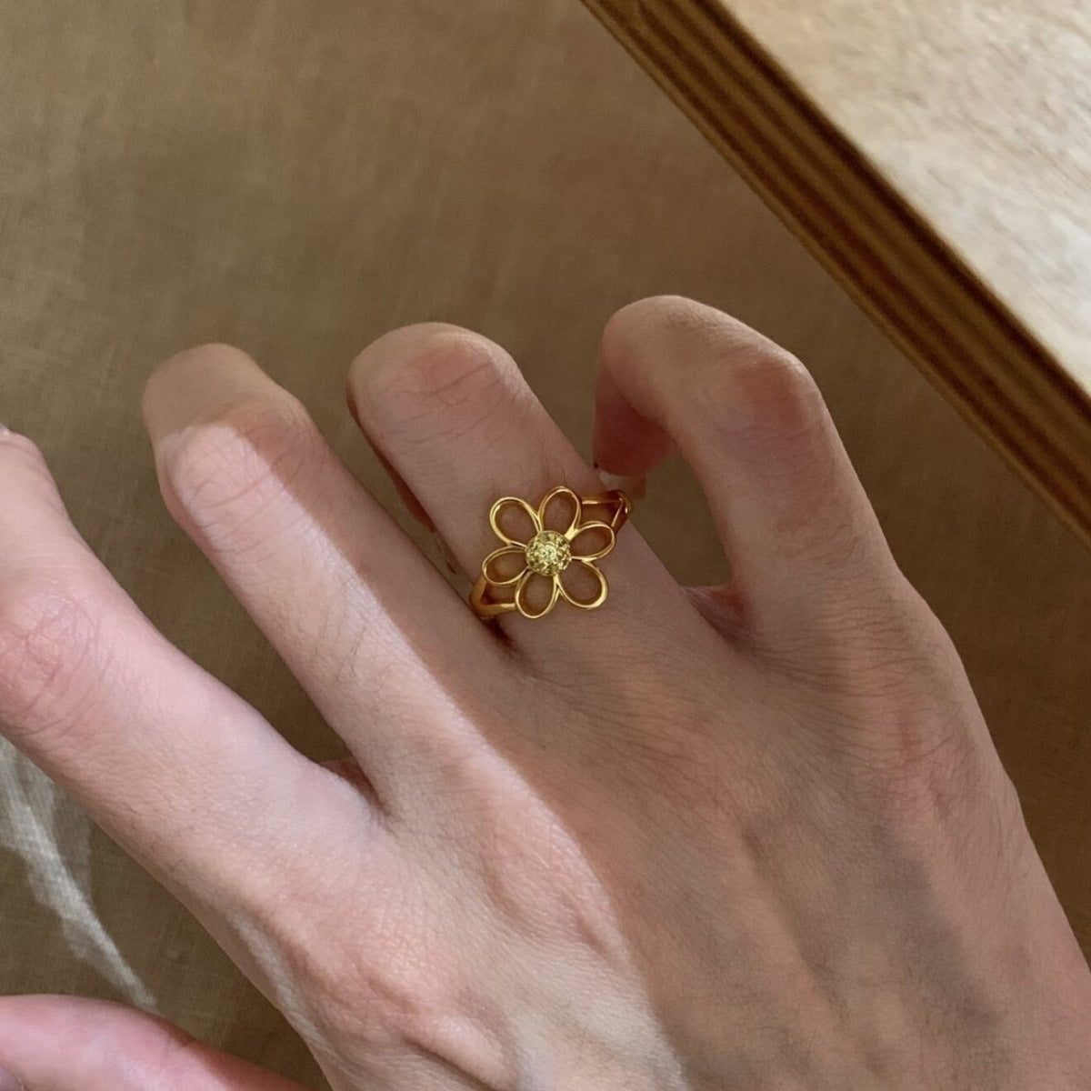 Exquisite Hollow Flower Female Style Sweet Personality Fashion Open Index Ring