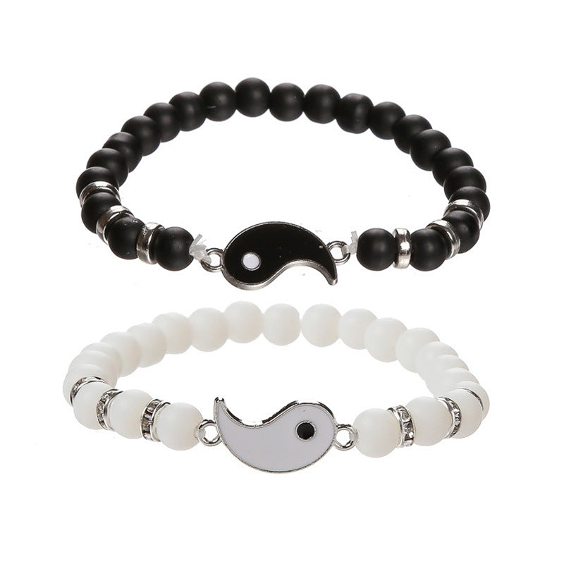 Pink Jade White Turquoise Couple Love Magnet Suction Bracelet