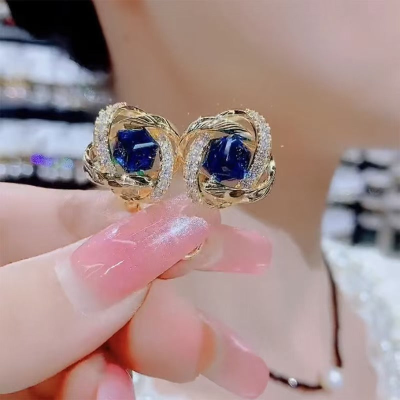 Unique Light Luxury Temperament Premium Spiral Color Geometric Stud Earrings