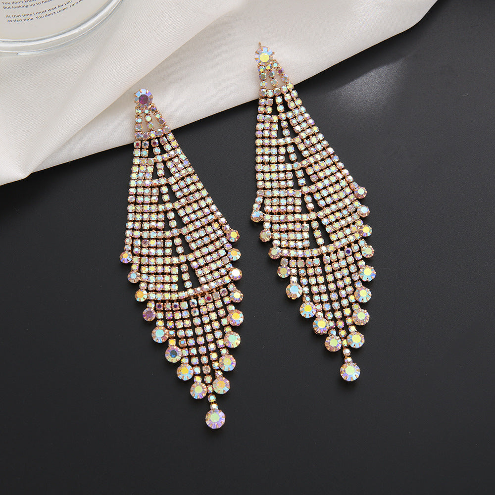 Fashion Fashionmonger Rhinestone Claw Chain Long Stud Earrings