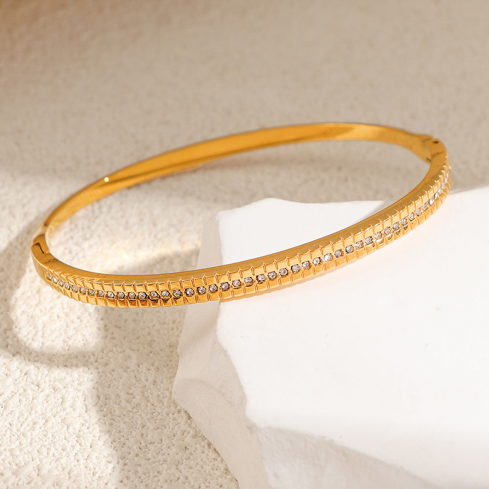 Women's Fashion Titanium Steel Geometric Variety White Diamond Light Luxury Bracelet