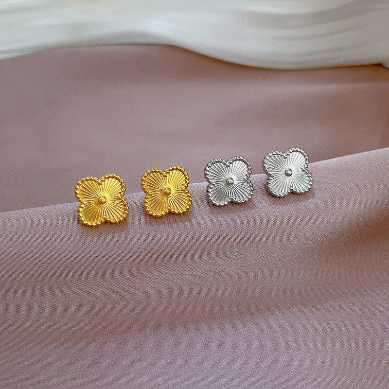 Women's & Men's Titanium Steel Retro Clover Minimalist Cold Graceful Personality Earrings