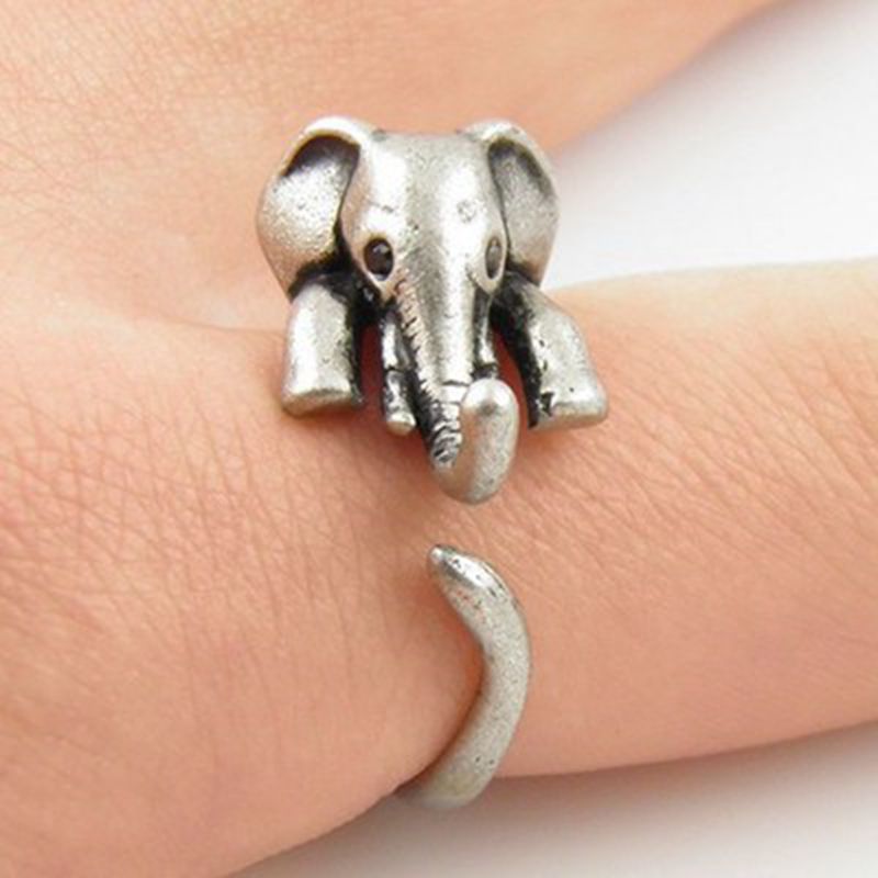 Women's & Men's Elephant Open Cartoon Mouse Animal Shape Rings