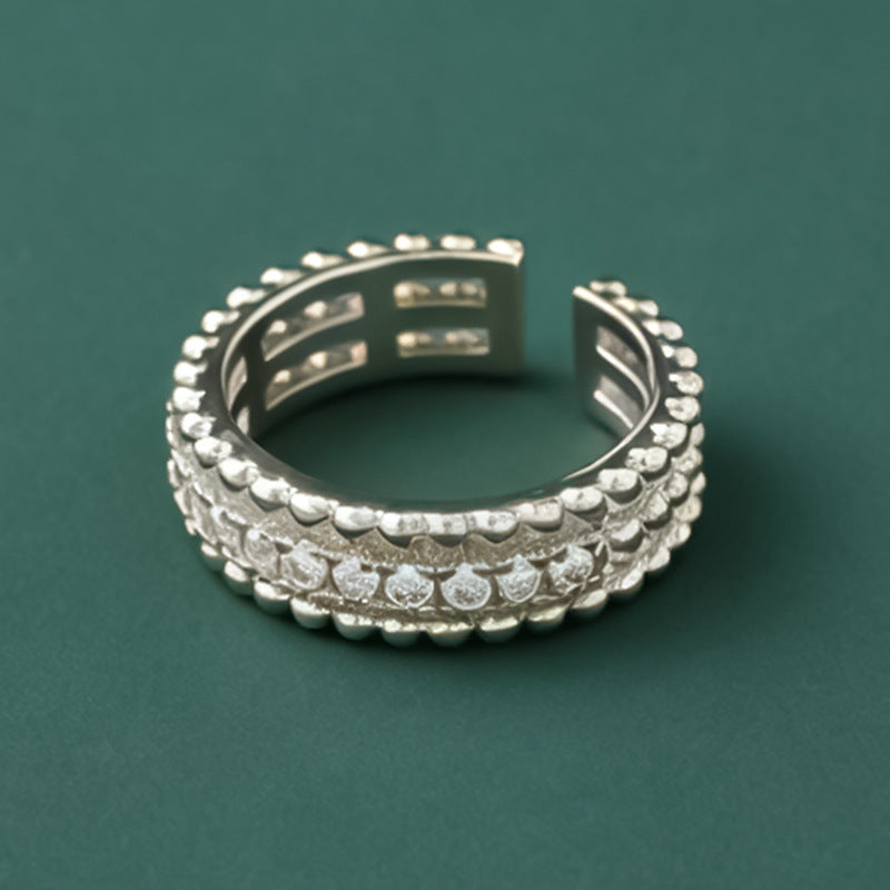 Women's Ancient Law Alluvial Gold Golden Balls Row Diamond Shop Live Ring