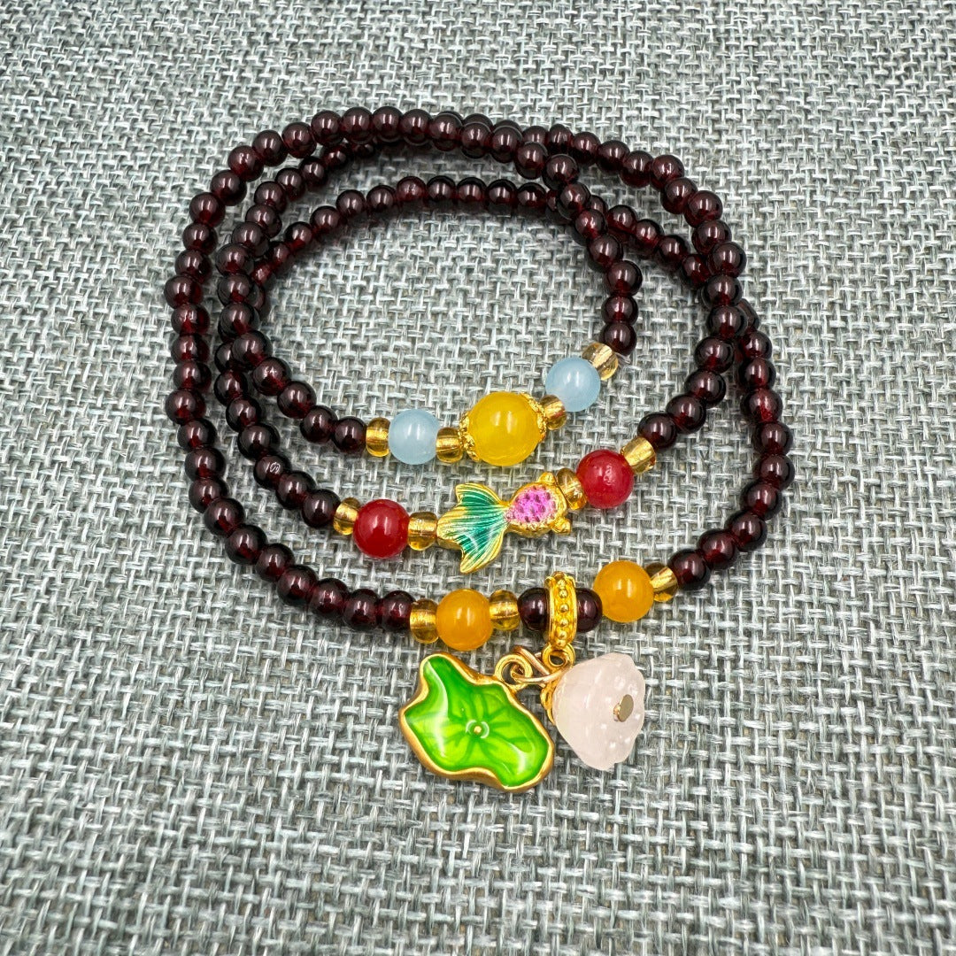 Garnet Lotus Seedpod Female Niche Design Bracelet