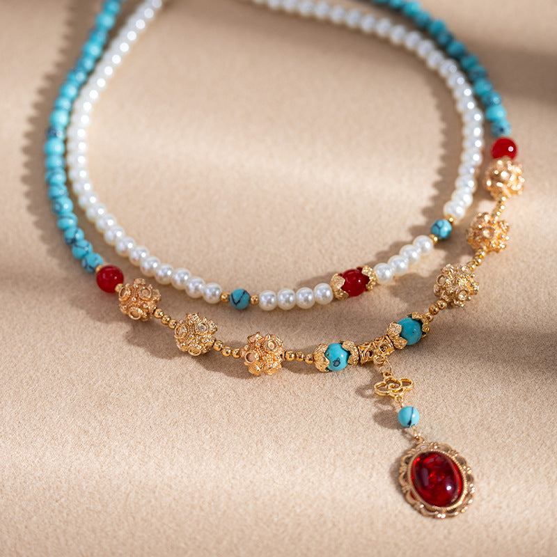 Chinese Clothing Double Layer Twin Vintage Court Necklace