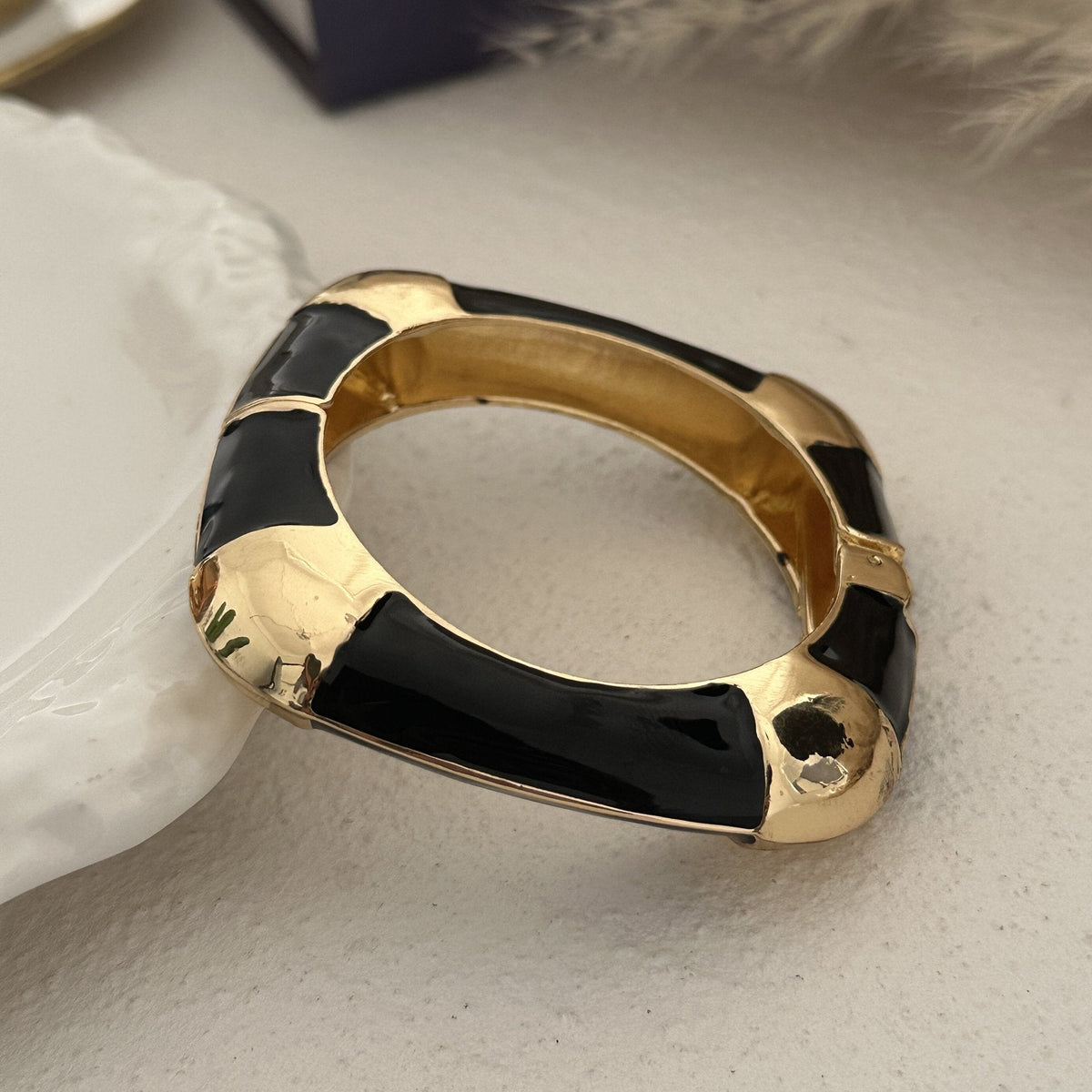 Women's Dripping Oil Open-ended Light Luxury Wave Bamboo Joint Twin Alloy Bracelets