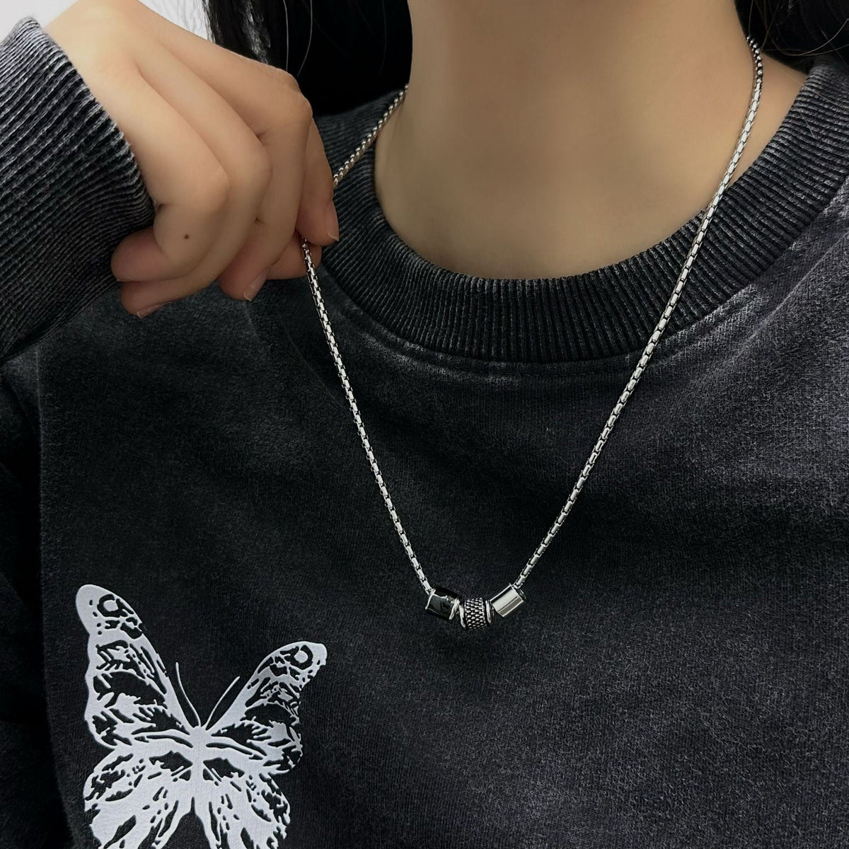 Men's Titanium Steel No Fading Trendy High-grade Beads Small Waist Necklaces
