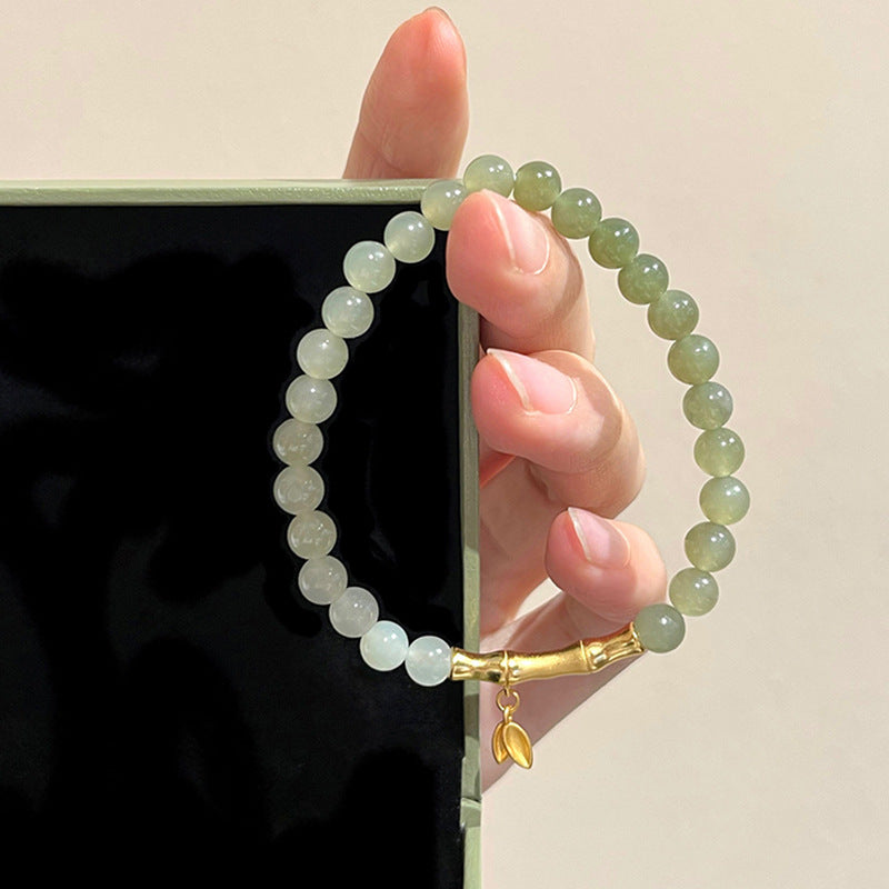 Women's Chinese Style Sterling Sier Bamboo Festival Gray Gradient Light Bracelets