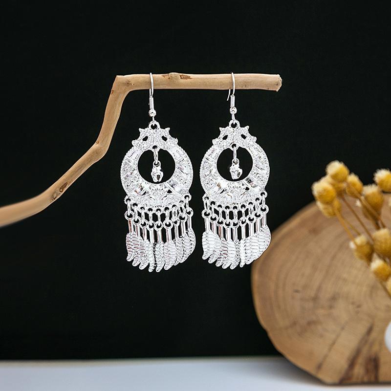 Colorful Long Feather Tassel Scenic Spot Earrings