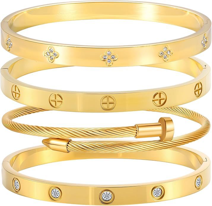 Fashion Titanium Steel Gold Female Card Plus Bracelet