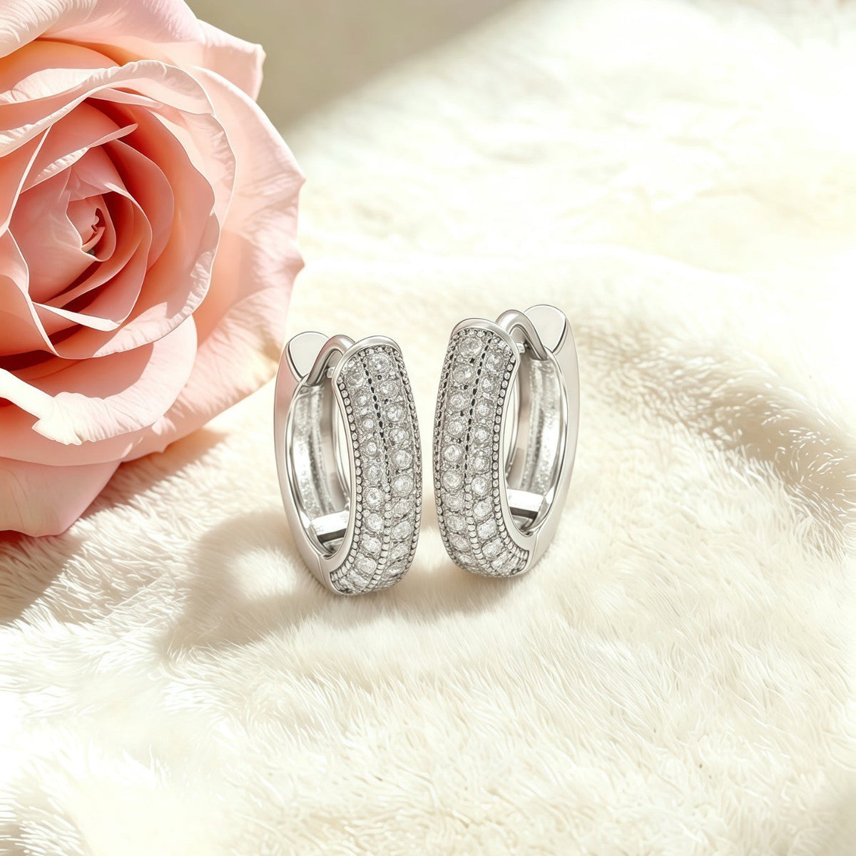 Unique Small Inlaid Zircon Stylish Simple Versatile Light Luxury Everyday Earrings