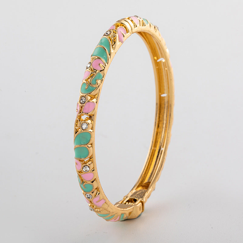 Cloisonne Light Luxury Palace Style Enamel Drop Oil Flower Series Bracelets