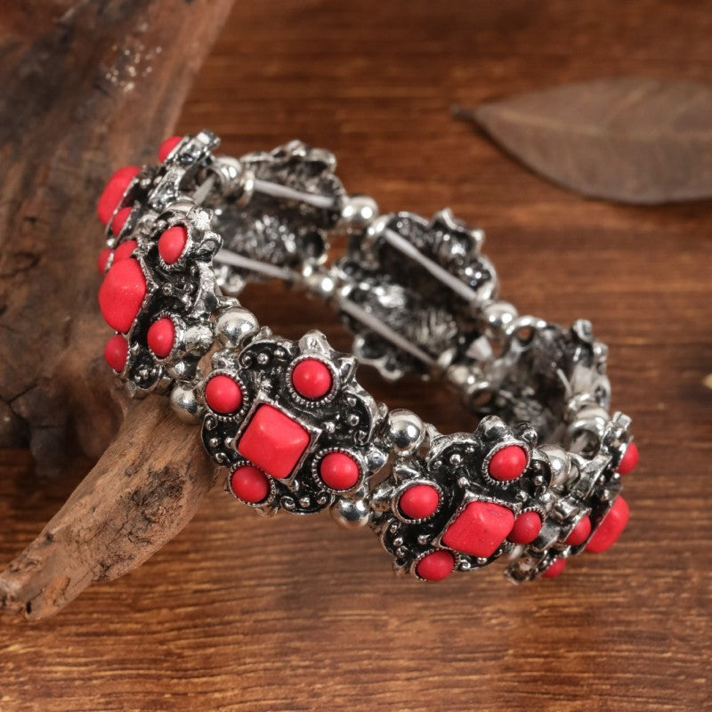 Style Personality Retro Alloy Turquoise Stretch Bracelets