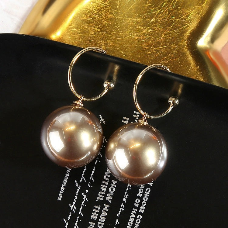 Sier Needle Big Pearl Advanced Atmosphere Beautiful Earrings