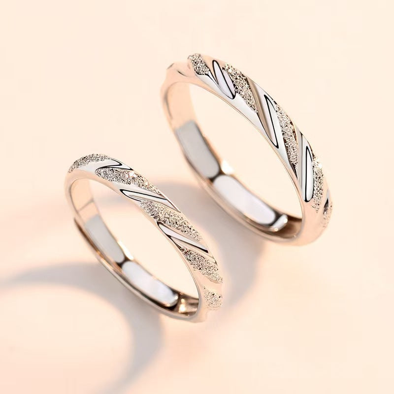 Women's & Men's Style Frosted Couple Fashion Simple Bevel Cut Rings