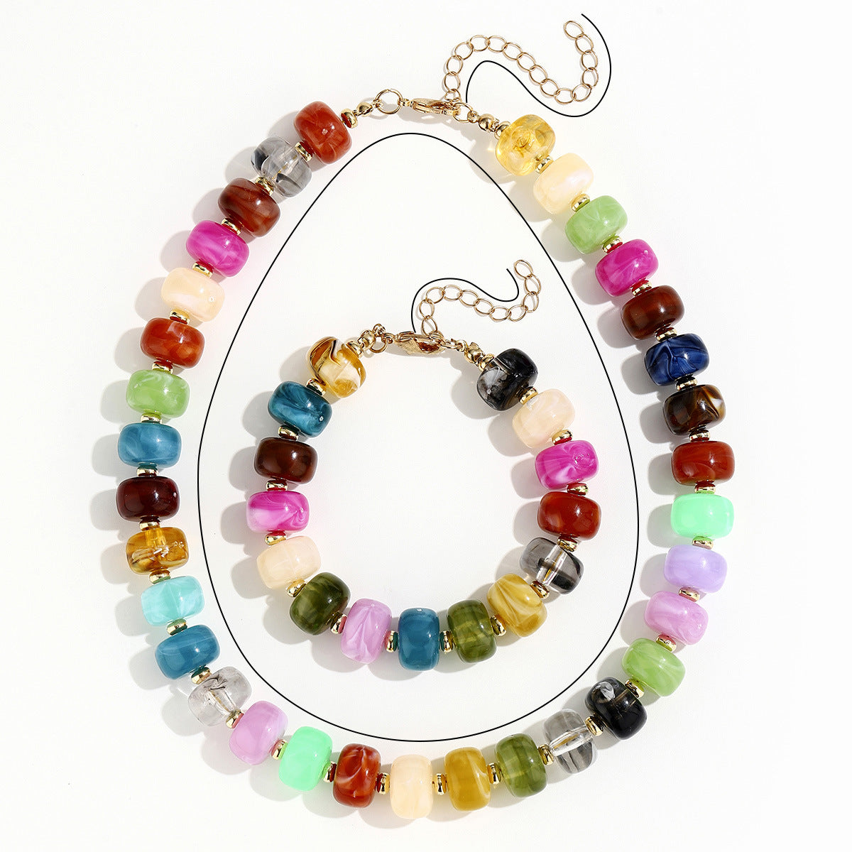 Colorful Acrylic Bead Dopamine Fashion Bohemian Jewelry Set