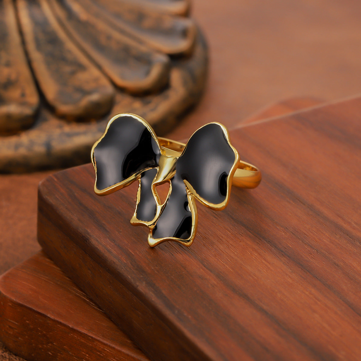 Oil Dripping Stainless Steel Leaves Five-pointed Rings