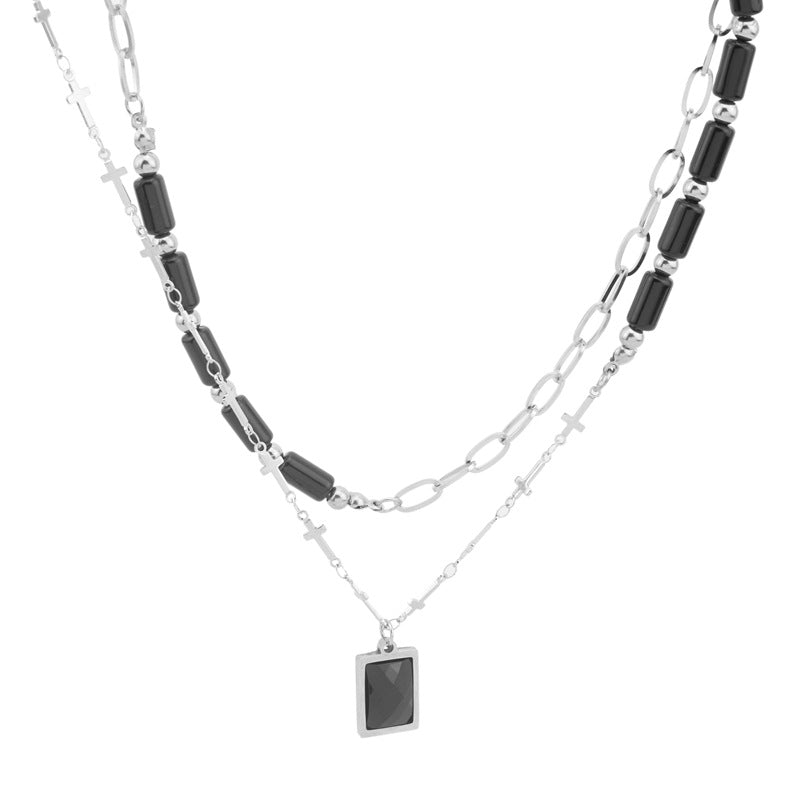 Cross Dark Female Summer High-grade Design Sense Fashion Clavicle Chain Necklace