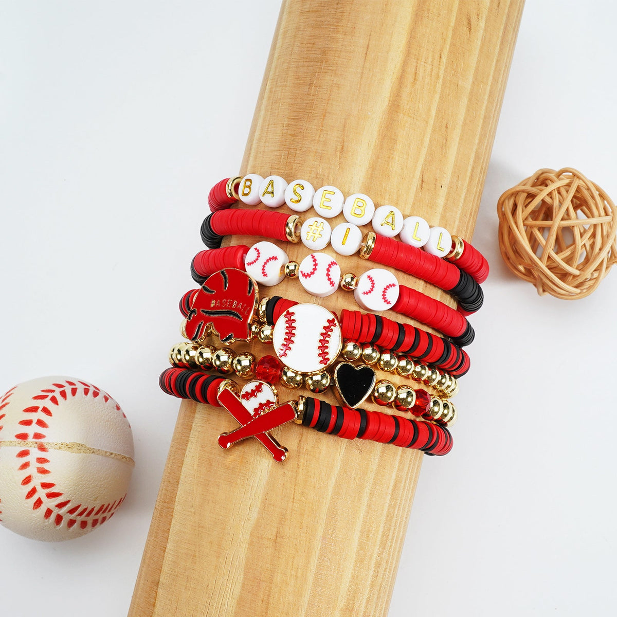 Game Day Polymer Clay Multilayer Fashion Twin Bracelets