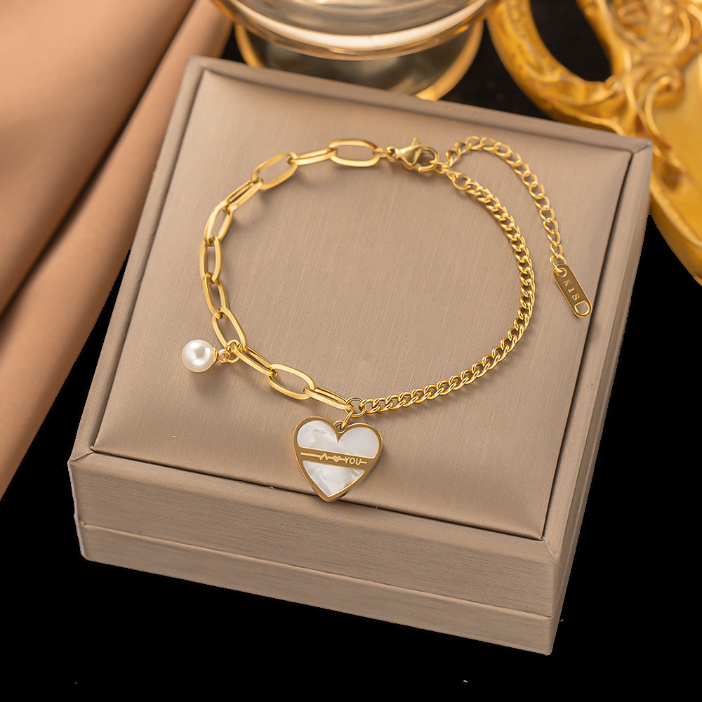 Red Rope Roman Numerals Double Peach Heart Bracelets