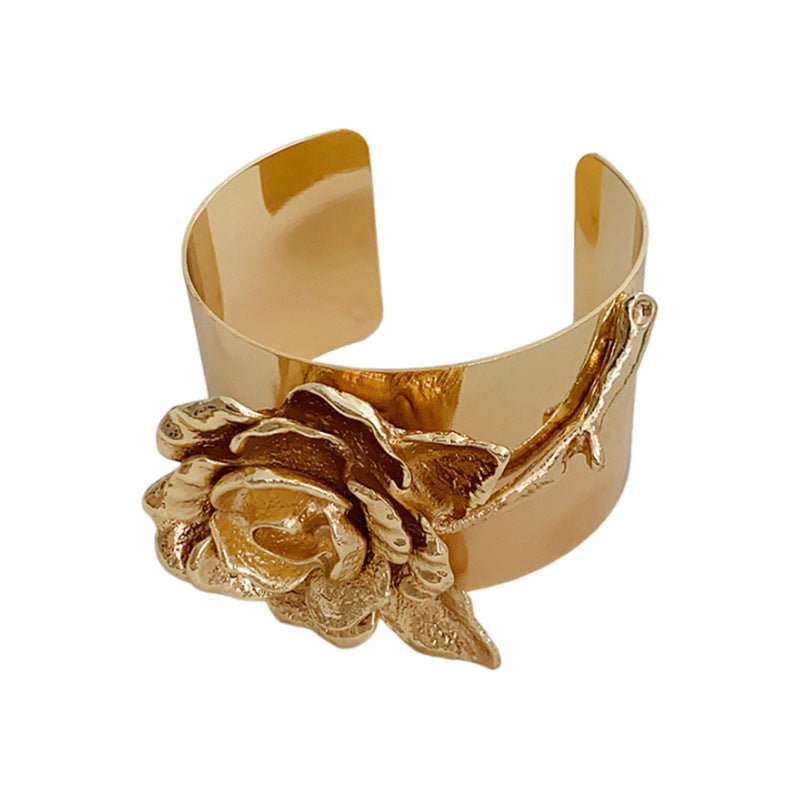 Metallic Striped Geometric Cross Flowers Openings Niche Exaggerated High Bracelet