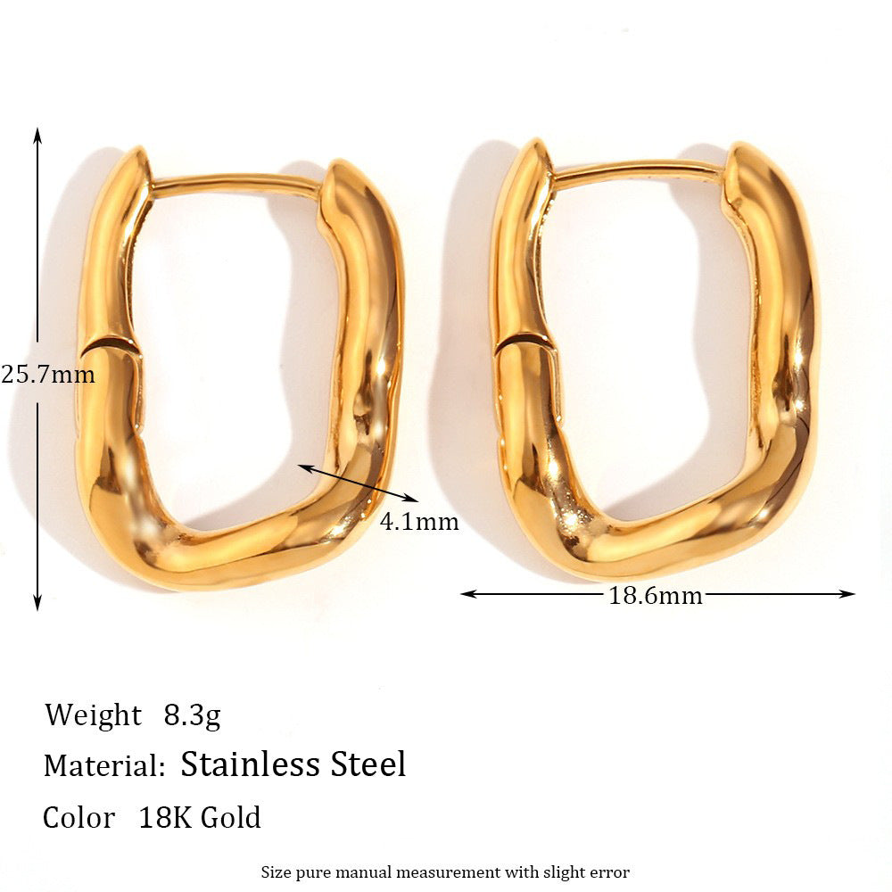 Women's Flowing Irregular Ear Clip Stainless Steel Gold Rings