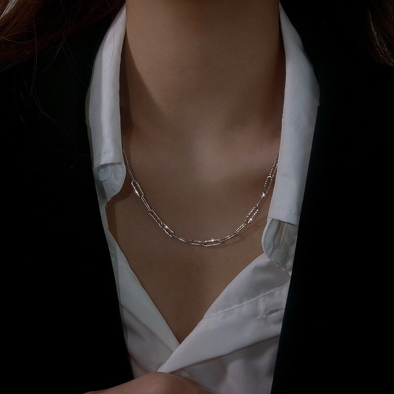 Female Summer Niche Light Luxury Design High-grade Flash Sand Clavicle Necklaces