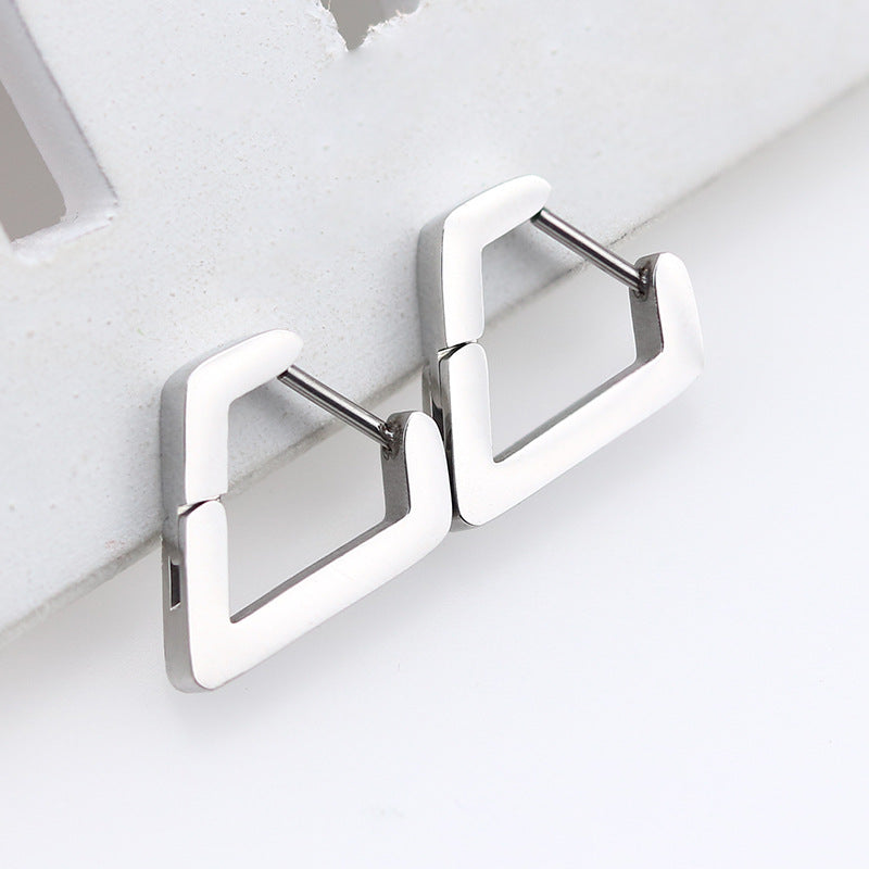 Steel Geometric Personality Hexagon Ear Clip Simple Square Earrings