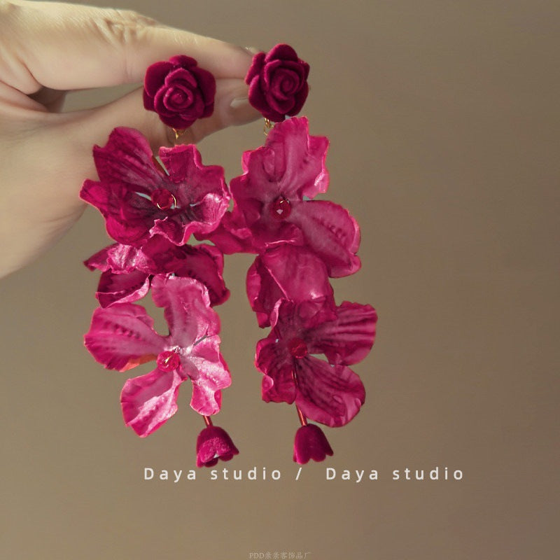 Style Flower Female Design High-grade Ear Giant Rings